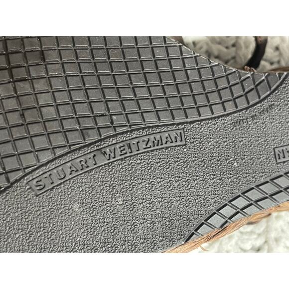 Stuart Weitzman Sandals Beaded Platform Woven Womens 7 M Brown Spain 45946 *Flaw - Picture 8 of 11